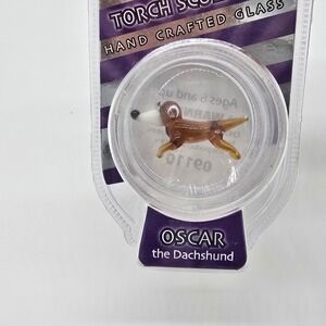 Looking Glass Oscar the Dachshund Hand Crafted Glass Torch Sculpture Figurine